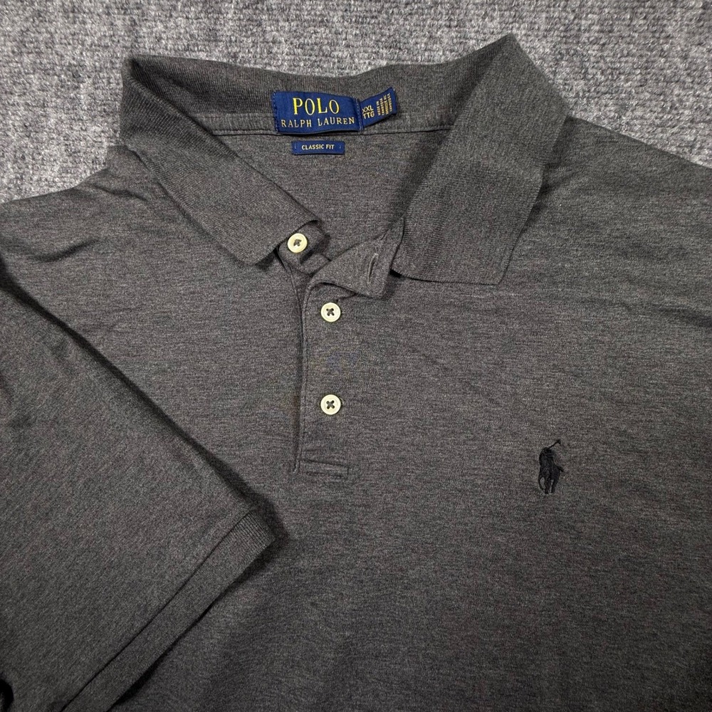 Polo Ralph Lauren Mens XXL Gray Classic Fit Short Sleeve Pony Logo Polo Shirt